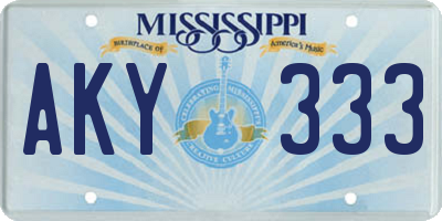 MS license plate AKY333