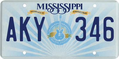 MS license plate AKY346
