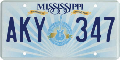 MS license plate AKY347
