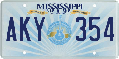 MS license plate AKY354