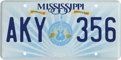 MS license plate AKY356