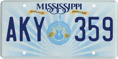 MS license plate AKY359