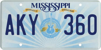 MS license plate AKY360