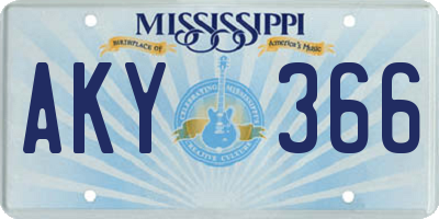 MS license plate AKY366