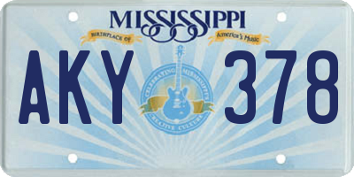 MS license plate AKY378