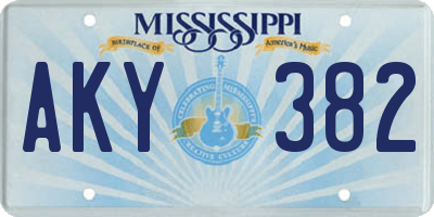 MS license plate AKY382