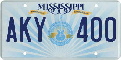 MS license plate AKY400