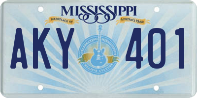 MS license plate AKY401