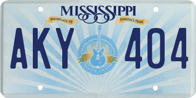 MS license plate AKY404