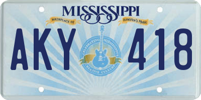 MS license plate AKY418