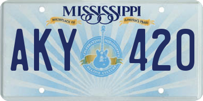 MS license plate AKY420