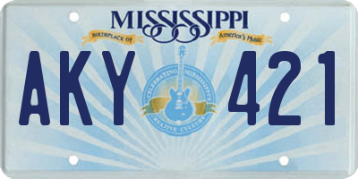 MS license plate AKY421