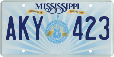 MS license plate AKY423
