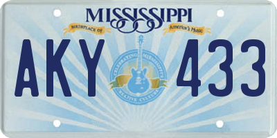 MS license plate AKY433