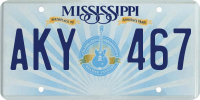 MS license plate AKY467