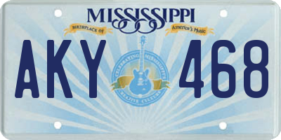 MS license plate AKY468