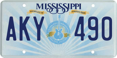 MS license plate AKY490