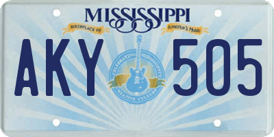 MS license plate AKY505