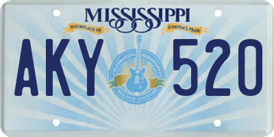 MS license plate AKY520