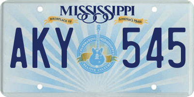 MS license plate AKY545