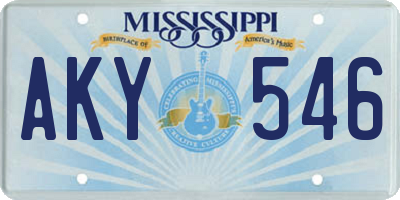 MS license plate AKY546