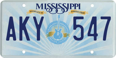 MS license plate AKY547