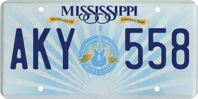 MS license plate AKY558