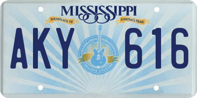MS license plate AKY616