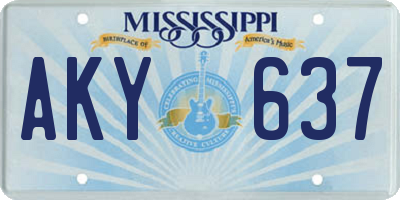 MS license plate AKY637