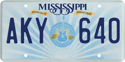 MS license plate AKY640