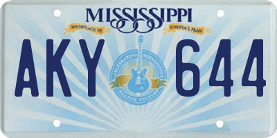 MS license plate AKY644
