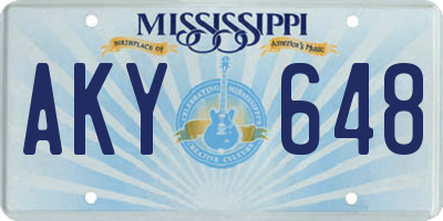 MS license plate AKY648