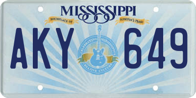 MS license plate AKY649