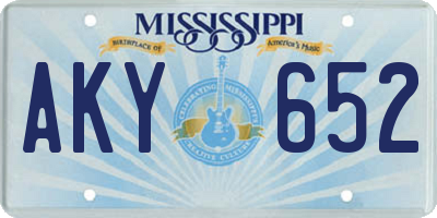 MS license plate AKY652