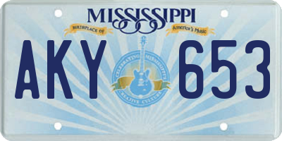 MS license plate AKY653