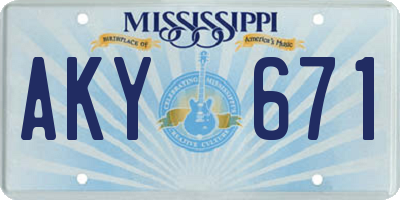 MS license plate AKY671