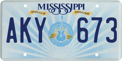 MS license plate AKY673