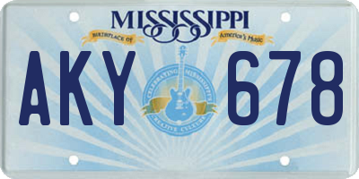MS license plate AKY678