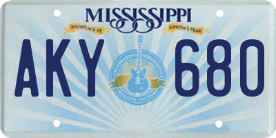 MS license plate AKY680