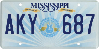 MS license plate AKY687