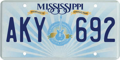 MS license plate AKY692