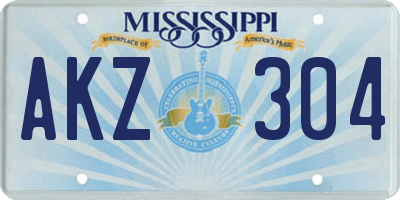 MS license plate AKZ304