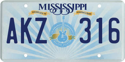 MS license plate AKZ316