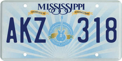 MS license plate AKZ318