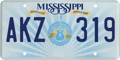 MS license plate AKZ319