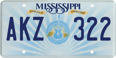 MS license plate AKZ322