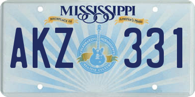 MS license plate AKZ331