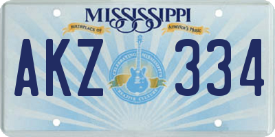 MS license plate AKZ334