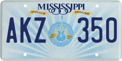 MS license plate AKZ350