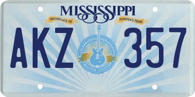 MS license plate AKZ357